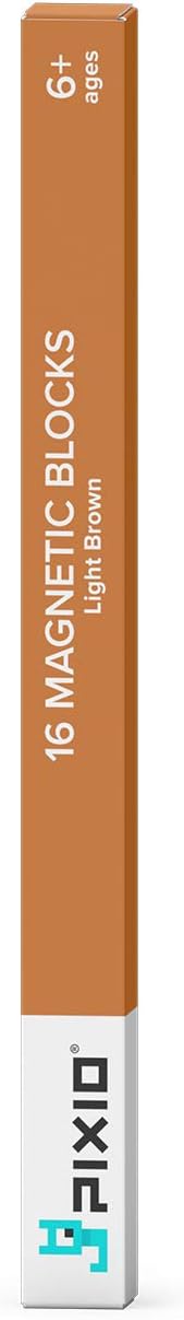 PIXIO-16 Light Brown Color Series Magnetic Blocks Building Set 16pcs with Free App, Stress Relief Building Blocks, Magnets for Kids, Pixel Art Desk Toy, Fidget Toys
