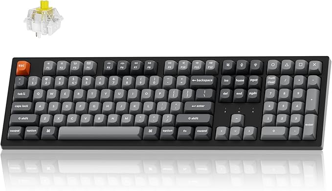 Keychron K10 Max Wireless Custom Mechanical Keyboard, QMK 2.4 GHz Bluetooth Full-Size with Hot-swappable Keychron Super Banana Switch Compatible with Mac Windows Linux (RGB Backlit)