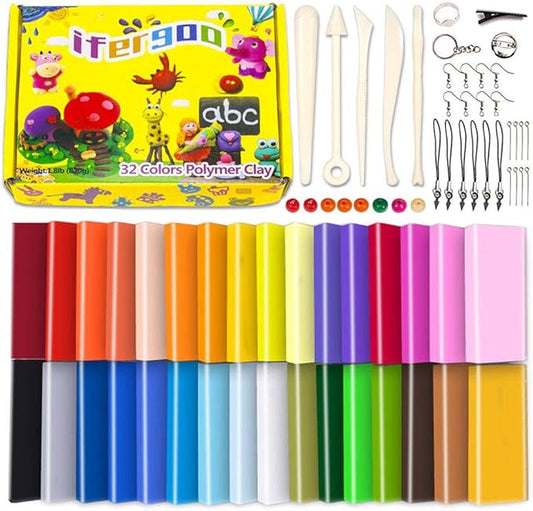 ifergoo Polymer Clay Kits, Oven Bake Clay Model Clay, Safe and Non-Toxic DIY Modeling Clay, Sculpting Clay Tools and Accessories,Ideal Gift for Children, Adults and Artists