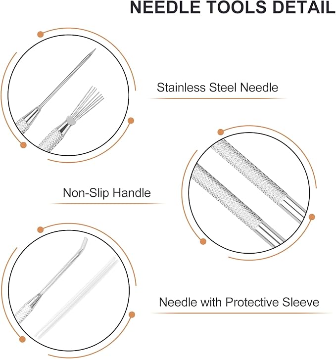 2PCS Clay Needle Tools, Wire Texture & Needle Detail Tool, for Ceramic Polymer Pottery Clay Sculpturing, Texturing, Modeling