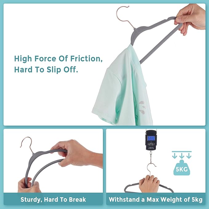 Baby Velvet Hangers 30Pack - 11 Inch Non-Slip Kids Hangers for Clothes - Small Toddler Child Hangers Durable for Every Use - 10 Hanger Clips Included, Gray