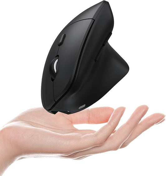 TECKNET Ergonomic Mouse, Wireless Vertical Mouse, 4800 DPI, Rechargeable Bluetooth Mice for Carpal Tunnel Right Hand, 3-Device Connectivity for Laptop, PC, MacBook, Black