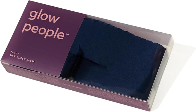 Glow People Silk Sleep Mask – 100% Mulberry Silk Eye Mask for Sleeping, Total Blackout, Cloud-Soft and Adjustable for Beauty Sleep and Travel - Navy