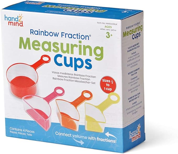 hand2mind Rainbow Fraction Measuring Cups, Fraction Manipulatives, Kids Measuring Cups, Baking Supplies For Kids, Visual Measuring Cups, Unit Fraction, For Kids Kitchen, Montessori Kitchen (Set of 4)