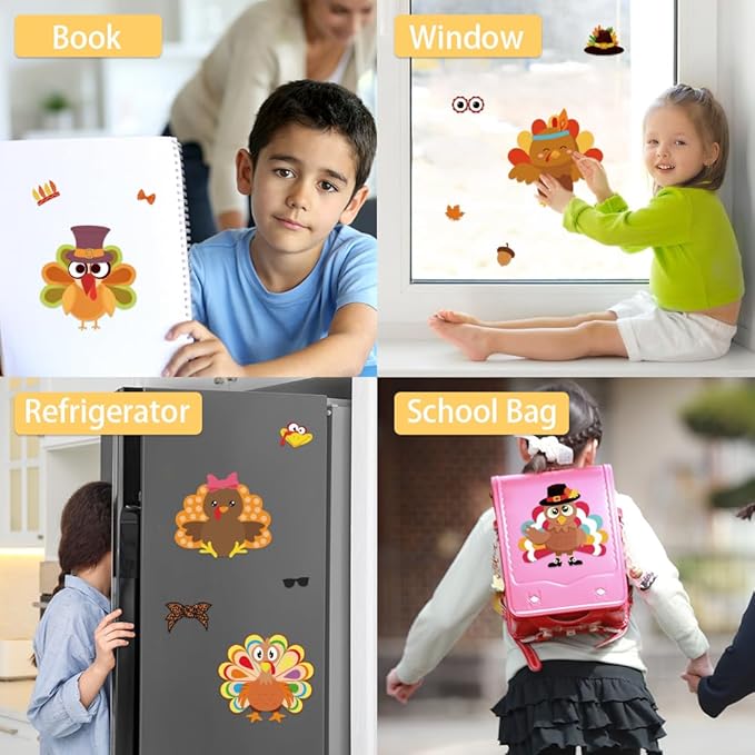 55 Sheets Thanksgiving Crafts for Kids, Make a Turkey Craft Stickers for Kids Thanksgiving Games, Activities, Gifts, Party Favors, Decorations, Thanksgiving Stickers for Family, Classroom