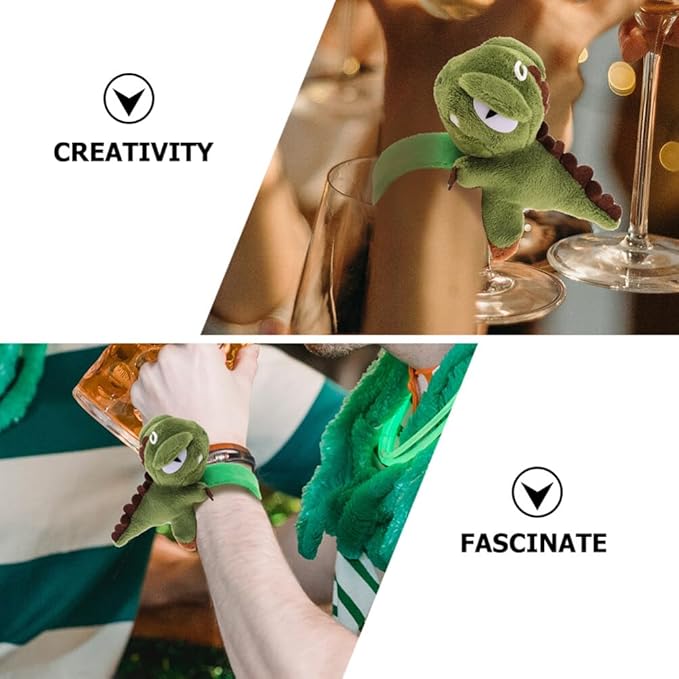 Abaodam Animal Slap Bracelets Dinosaur Slap Bracelet Plush Stuffed Animal Hugger Snap Wristband for Kids Birthday Party Favor