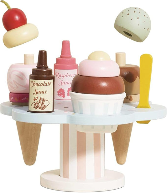 Le Toy Van - Educational Wooden Toy Honeybake Colourful Wooden Carlo's Gelato Pretend Ice Cream Toy | 12 Pieces - Great Role Play Gifts For A Boy Or Girl - 2+ Years