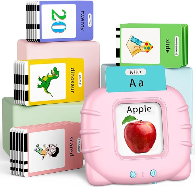 Learning-Toys, ABC Talking-Flash-Cards 252 Sight Words, Preschool Montessori-Toys for Kids, Educational Toddler-Toys for 2 3 4 5 6 Years Girls, Birthday Gifts, Pink