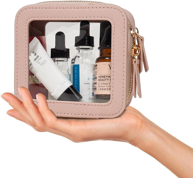 FFpaw Travel Clear Makeup Bag Set, TSA Approved Cosmetic Bag Case with Zipper Portable Makeup Pouch Toiletry Bag Women Traveling Cosmetic Organizer Storage Bag Car Organizer Car Essentials for Women