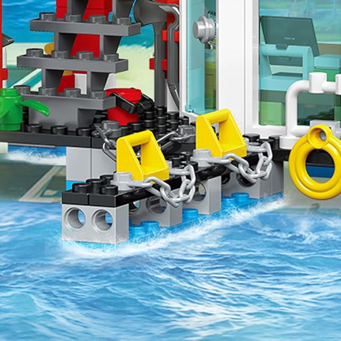 City Marine Fire Station Building Sets,740pcs STEM Toys Building Blocks Gift for Boys 6+ (Compatible with Lego)