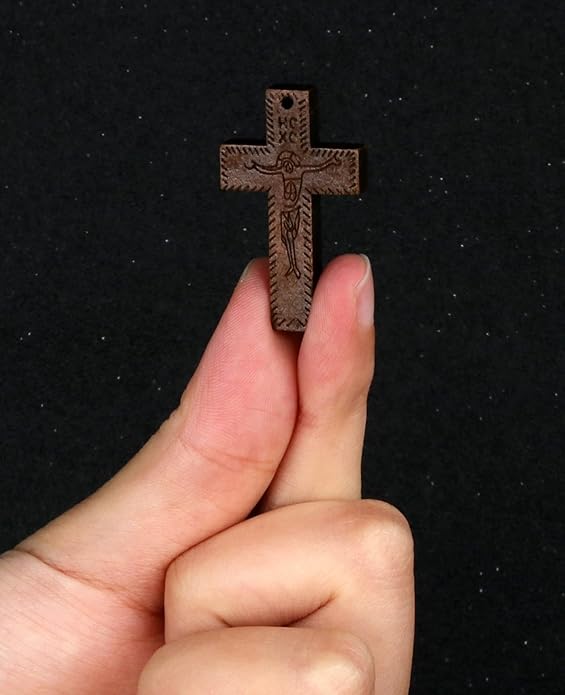 COTTVOTT Wooden Christian Jesus Cross/Orthodox Crucifix Charms Pendants for Rosary Necklace, DIY Jewelry Making Accessories Parts