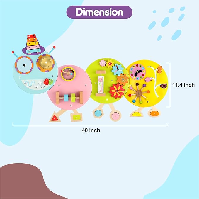 Activity Wall Busy Board: Montessori Sensory Wall Panles Caterpillar Learning Activity Panels - Wall Toys for Toddler Playroom Daycare