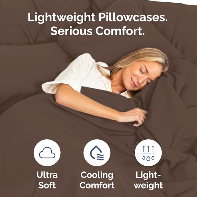 King Pillow Cases Set of 10 - Ultra Soft Hotel Quality Pillowcase Covers - Comfy & Wrinkle Free - Shrink, Stain and Fade Resistant - Easy-Care, Machine Washable Pillow Protectors - 10 Pcs Set - Brown