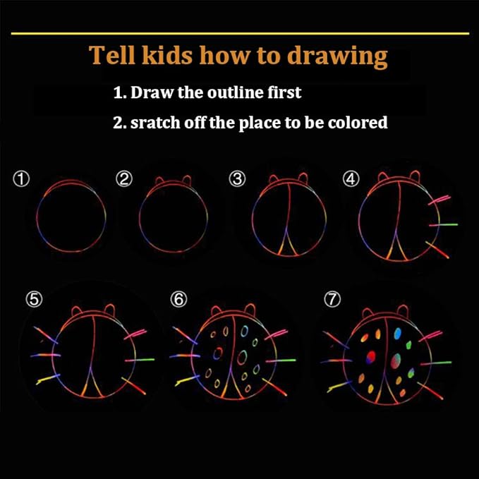 Art Set for Kids Rainbow Magic Scratch Off Paper Black Scratch Sheets Notes Cards Boards Doodle Pads Childrens Crafts Projects Kit for Girls Boys Adults Birthday Christmas Gift