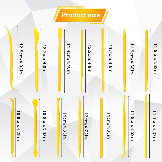 14pcs Plastic Clay Tools for Kids, Double-Ended Polymer Clay Tool Set Modeling Clay Sculpting Tools for Pottery Sculpture Ceramics Artwork Crafts