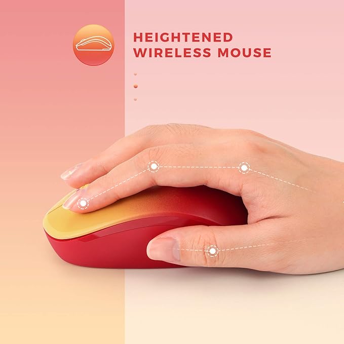 seenda Wireless Mouse, 2.4G Noiseless Mouse with USB Receiver Portable Computer Mice for PC, Tablet, Laptop, Notebook with Windows System - Gradient Red