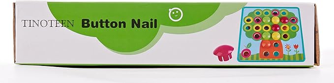 TINOTEEN Button Art Toy for Toddlers,Toddler Activities Crafts Color Matching Early Learning Educational Mosaic Pegboard 50 Buttons and 18 Pictures