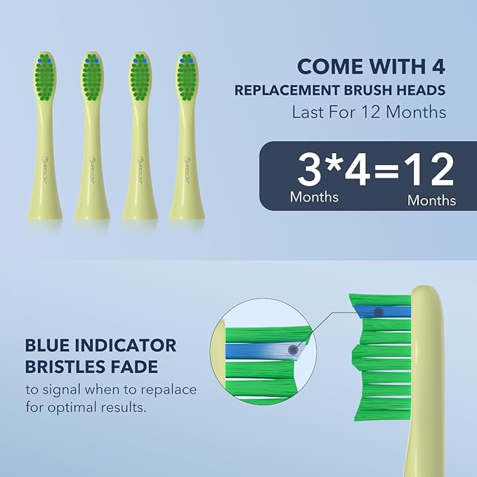ARISSON Sonic Electric Toothbrush for Adults and Kids, 40,000 VPM Power Toothbrush, 1.5H Fast Charge Ultrasonic Electric Toothbrushes with 2 Minutes Smart Timer, 1.6 Oz Travel Toothbrush, Lime Green