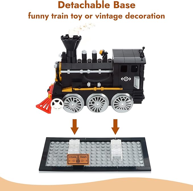 BRICK STORY Train Building Toys, Classic Steam Train, Creator Locomotive Model, Retro City Train Set, Creative Construction Brick for Kids Boys 6-12 261 Pieces