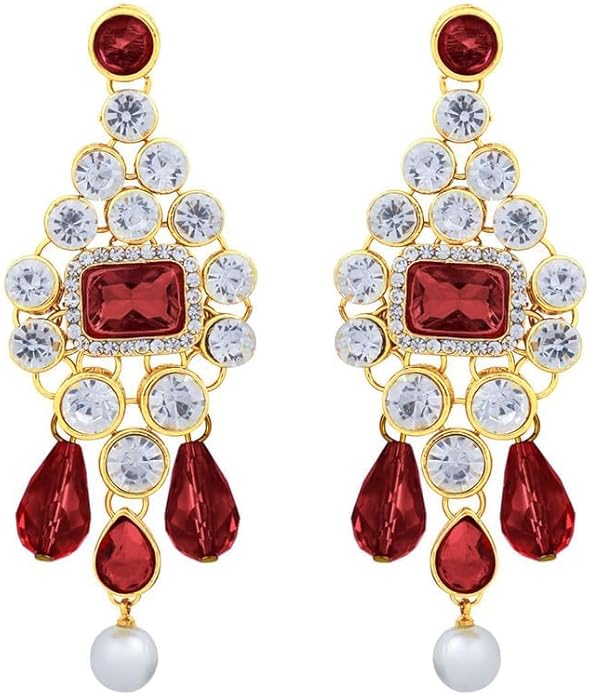 Aheli Kundan and Simulated Colored Stones Indian Ethnic Maang Tikka Necklace and Earrings Set Bollywood Festive Statement Jewelry Gift for Women