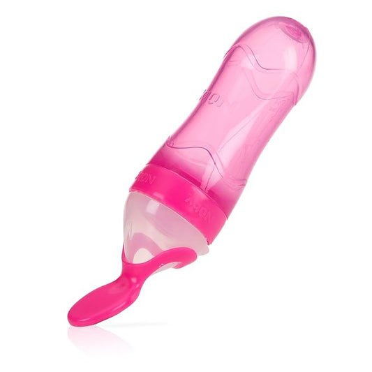 Nuby Garden Fresh Silicone Squeeze Feeder with Spoon and Hygienic Cover - Pink