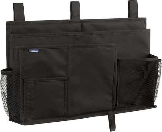 Surblue Caddy Hanging Organizer Bedside Storage Bag for Bunk and Hospital Beds, Black, L
