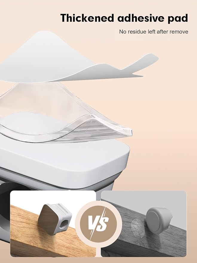 8 Pack Cord Organizer Magnetic Cable Clips Adhesive Cable Management Phone Wire Holder Keeper Organizer for Home Office Desk Car Nightstand, White