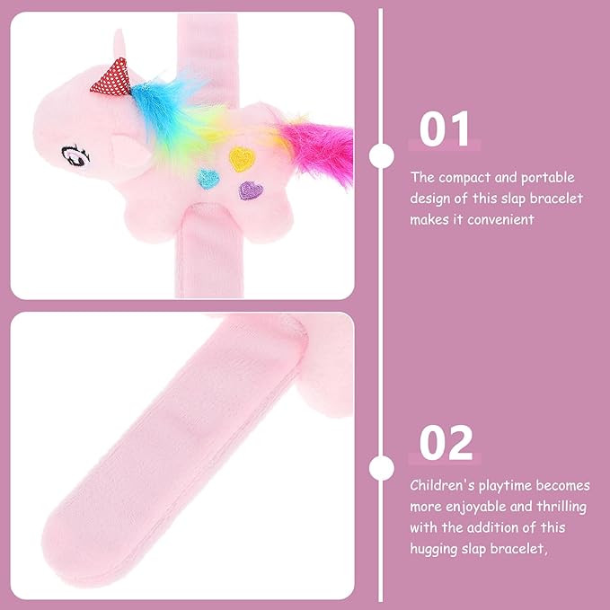 ibasenice Animal Slap Bracelet Party Pack - 6 Colorful Plush Unicorn Slap Wrist Bands for Kids, Perfect for Birthdays, Favors, and Holiday Celebrations