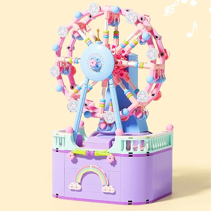 RIXINC Rotating Ferris Wheel Model Building Sets with Music Box, Girls Toys 6 7 8 9 10 11 12 13 14 Years Old and up, Toys for Girls Christmas and Birthday Gifts for Adults and Kids (710pcs)