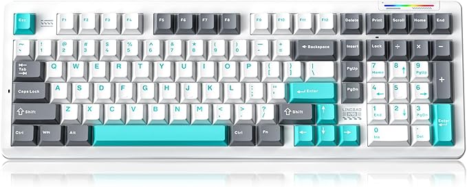 LINGBAO K98 - 96% Mechanical Keyboard Wireless,10000mAh Battery,Wireless Gaming Keyboard BT5.0/2.4G/USB-C, Gasket Hot Swappable,RGB Backlit, Creamy Sounding Keyboards with Number Pad for Win/Mac/PC