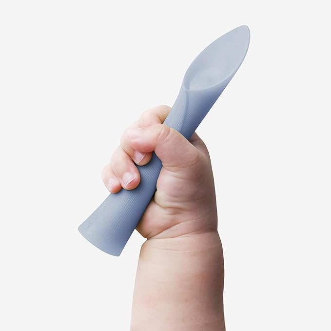 Olababy 100% Silicone Soft-Tip Training Spoon for Baby Led Weaning 2pack (Kiwi/Blueberry)