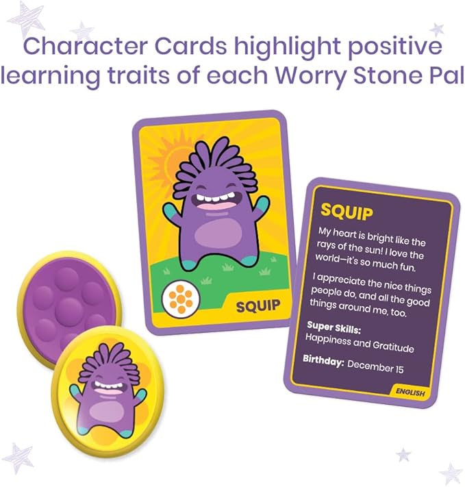 hand2mind Worry Stone Pals, Worry Stones for Anxiety, Fidget Bracelet for Kids, Kids Anxiety Relief, Toddler Sensory Toys, Calming Toys, Calm Down Corner Supplies, Social Emotional Learning Activities