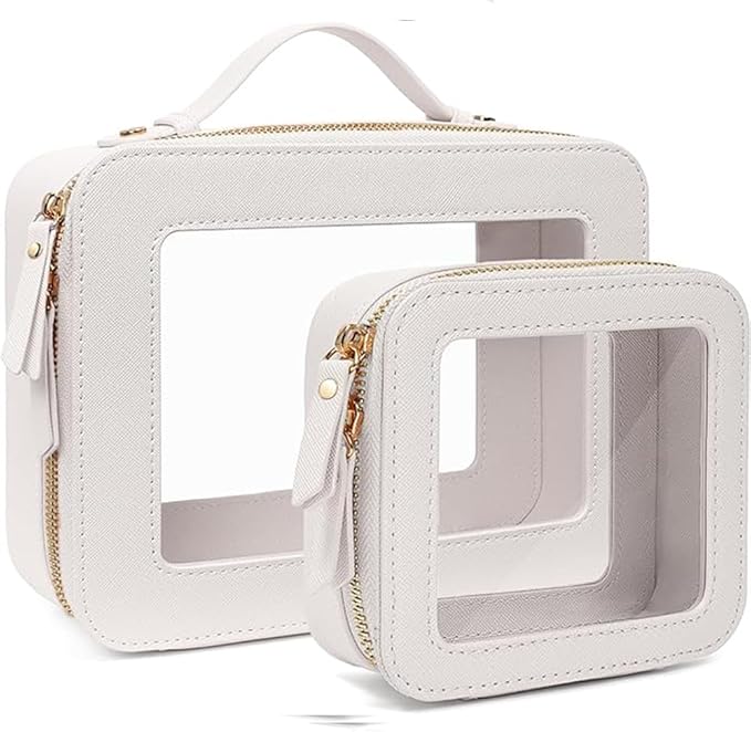 FFpaw Travel Clear Makeup Bag Set, TSA Approved Cosmetic Bag Case with Zipper Portable Makeup Pouch Toiletry Bag Women Traveling Cosmetic Organizer Storage Bag Car Organizer Car Essentials for Women