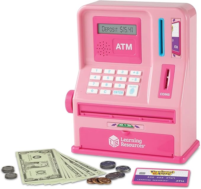 Learning Resources Teaching ATM Bank, Pink, 32 Pieces