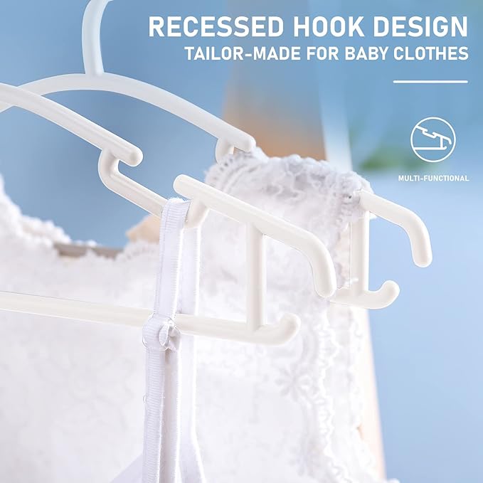 Baby Hangers 40Pcs, Kids Hangers, Plastic Hangers Non Slip, Clothes Hanger, Toddler Hangers, Infant Hangers, Child Hangers for Nursery, 40 Pcs, Blue White Pink Black