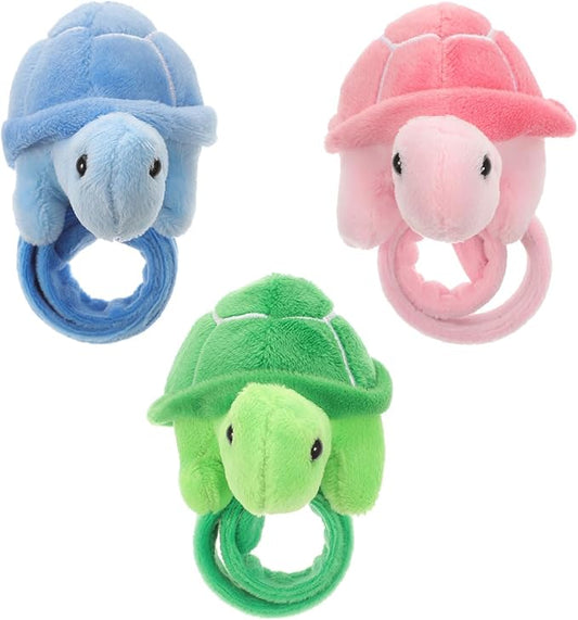 LOGOFUN 3Pcs Plush Slap Bracelet Animals Slap Bracelet for Kids Plush Turtle Huggers Stuffed Animal Wristband Toys for Birthday Party Favors