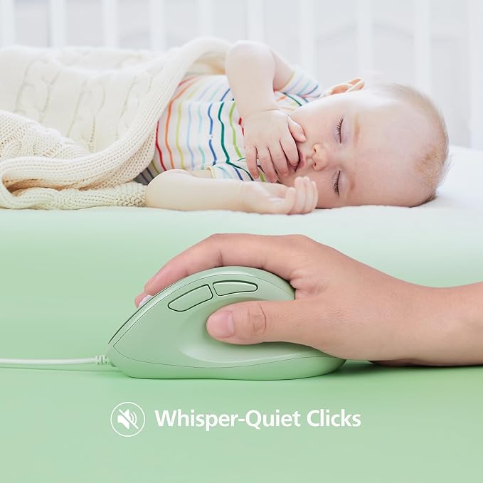 Micropack Ergonomic Mouse Wired for Laptop, PC Computer and Desktop, Ergo Mouse Vertical with Silent Clicks, Up to 3200 DPI Adjustable Mouse Sensitivity, Green