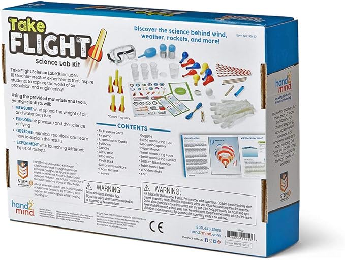 hand2mind Take Flight Science Kit, Toy Rocket Launcher for Kids Ages 8-12, Rocket Kit, Science Kits & Toys, Air Rocket Launcher Kids, 18 Science Experiments, Career & Lab Guide, STEM Toy, Kids Rocket