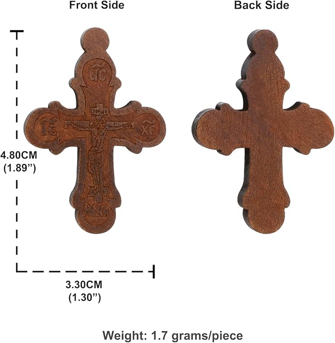 COTTVOTT Wooden Christian Jesus Cross/Orthodox Crucifix Charms Pendants for Rosary Necklace, DIY Jewelry Making Accessories Parts