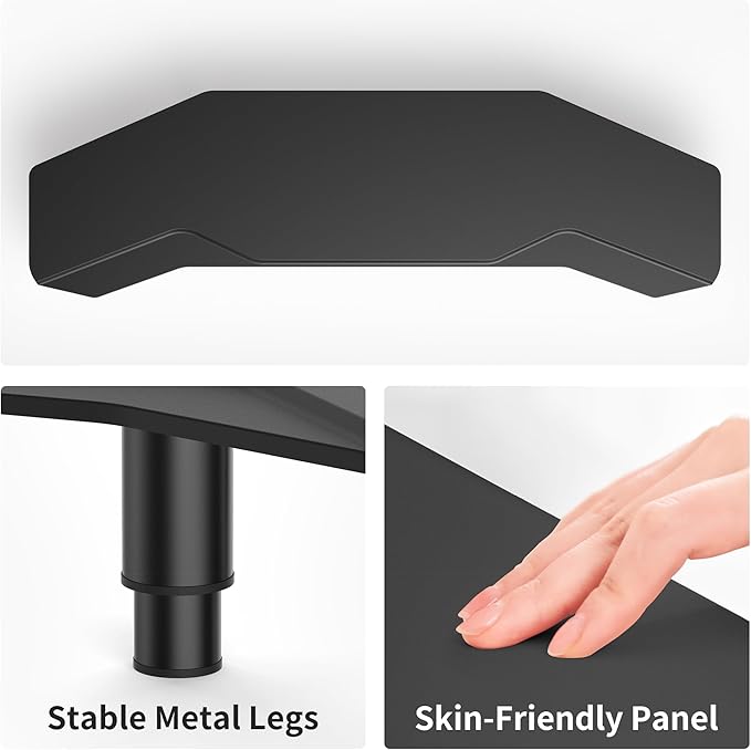 AFOOYO 39.4 Inch Dual Monitor Stand Riser Black,Plane Wing-Shaped Sturdy Computer Desk Riser for 2 Monitors, Adjustable Length and Wood Monitor Stand for Laptop, Computer,Extra Long