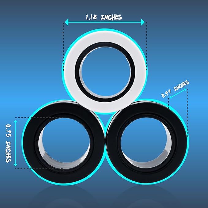 Cevioce 6 PCS Magnetic Ring Fidget Toys Set,Easter Basket Stuffers Finger Spinner Pack for Teens Adults and Kids,Coolest Magnet for ADHD Anxiety Relief Toy for 8+ Year Old Boys Valentine's Day Gifts