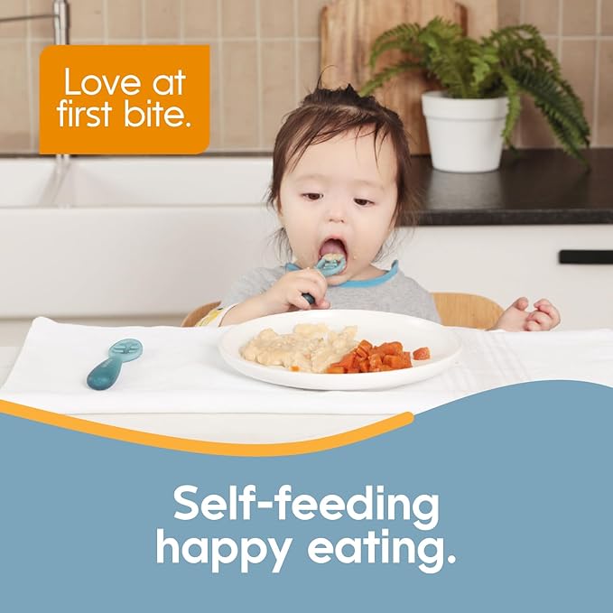 NumNum Baby Spoons Set, Pre-Spoon GOOtensils for Kids Aged 12+ Months - First Stage, Baby Led Weaning (BLW) Spoon - Self Feeding, Silicone Toddler Food Utensils - 1-Pack, 2 Spoons, Mauve