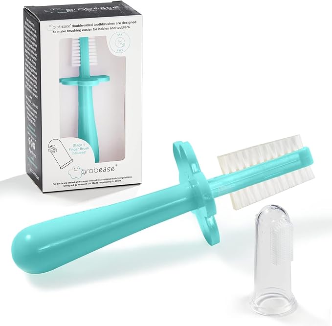 grabease Baby Toothbrush Finger, Infant Toothbrush, Toddler Toothbrush, Baby Finger Toothbrush, BPA-Free & Phthalate-Free, 1 Pack, Teal