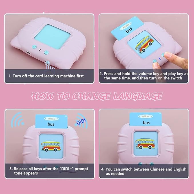 Toys for Ages 2-4 Talking Flash Cards for Toddlers 1-3,Preschool Learning Activities Flashcards,Educational Learning Kids Toys Boys 3-5 Or 3 Year Old Girl Gifts to Promote Speak and Spell (Pink)