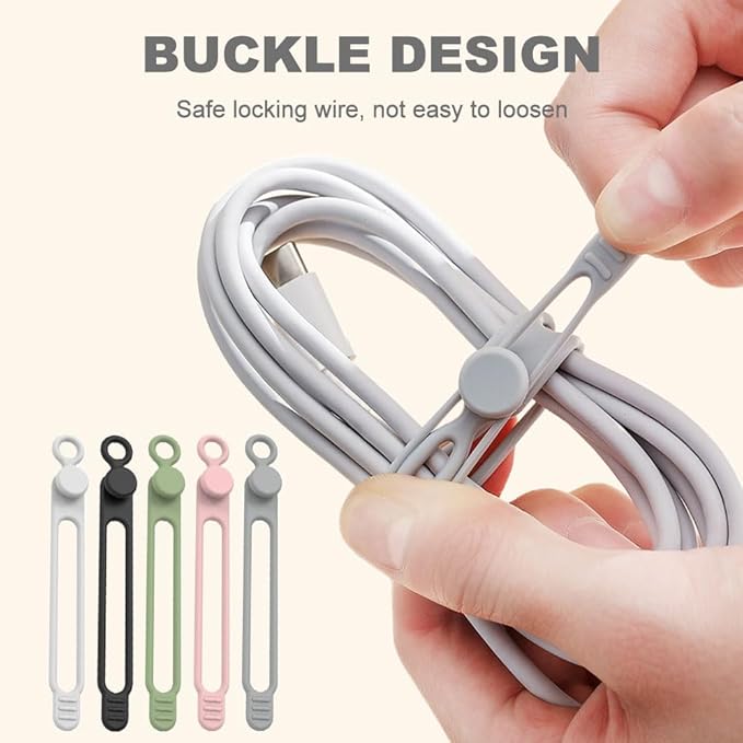Data Cable Organizer, 2025 New Silicone Cable Ties Reusable Cable Management Organizer for Bundling and Fastening Cable Cords Wires (30)
