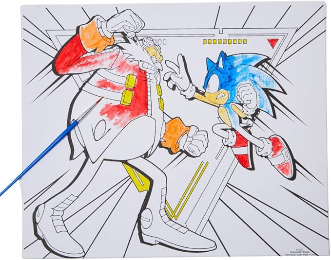 Innovative Designs Sonic The Hedgehog Creative Coloring Canvas Painting and Activity Set for Kids, 1000+ pcs