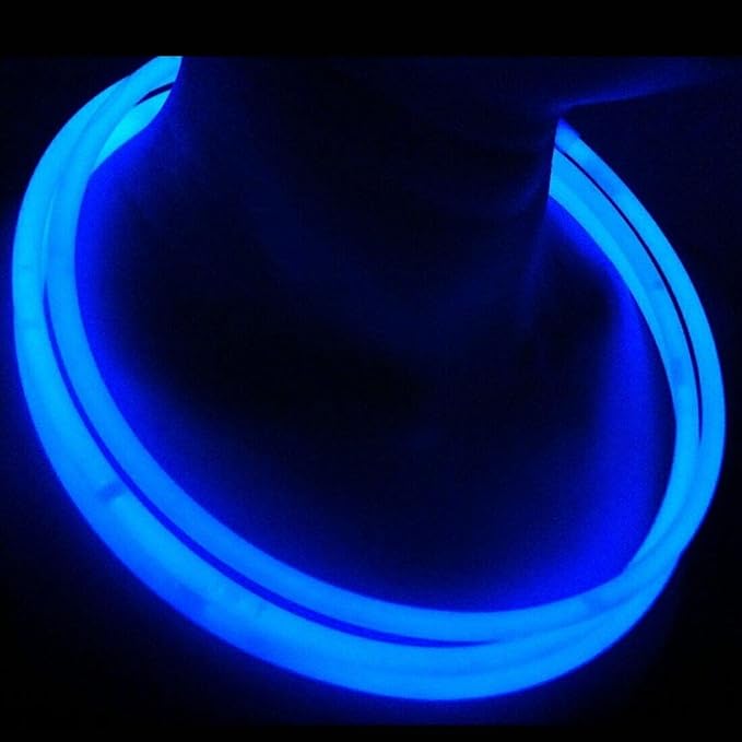 Glow Sticks Bulk Wholesale Necklaces, 1200 22” Blue Glow Stick Necklaces, Bright Color, Glow 8-12 Hrs, Connector Pre-Attached, Sturdy Packaging, GlowWithUs Brand