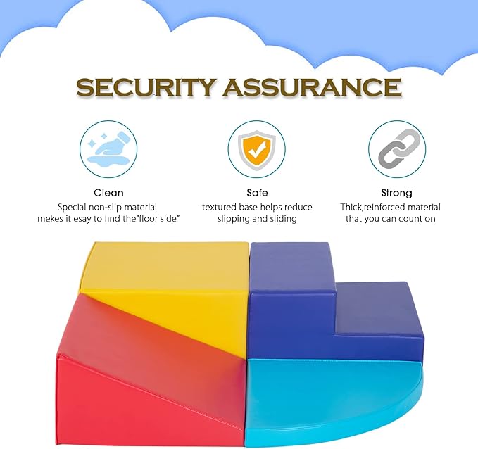 4-Piece Set Climbing Toys for Toddlers 1-3 and Climb Foam Play Set Babies Foam Blocks Toddler Climbing Toys Indoor Baby Climbing Toys Children’s Composite Toy for Crawling Climbing and Sliding