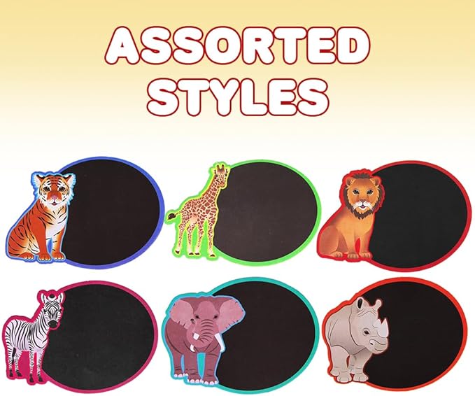 ArtCreativity Safari Animal Chalkboard Sets - Pack of 12-1 Colorful Animal Chalk Board + 4 Colorful Chalks - Small Chalkboards - Assorted Colors - Great Party Favor - Amazing Gift Idea for Kids