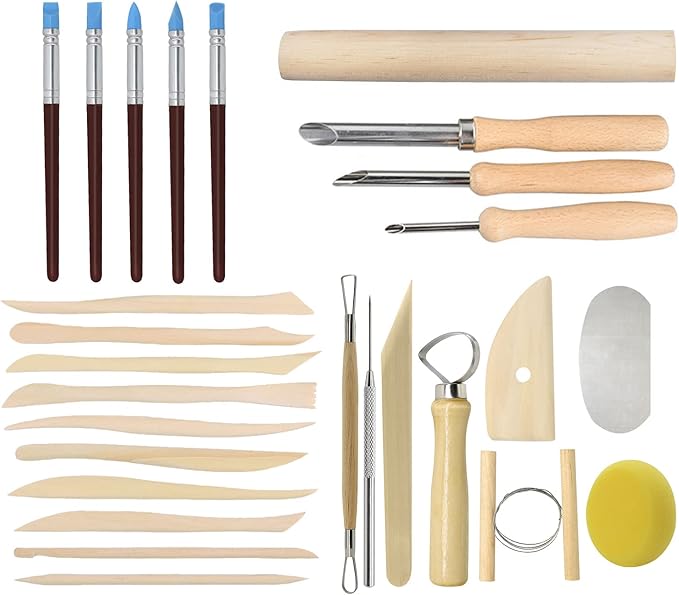 Pottery Tools, 44PCS Ceramic Clay Sculpting Tools Set with Plastic Case, for Beginners and Professional Art Crafts, by Augernis